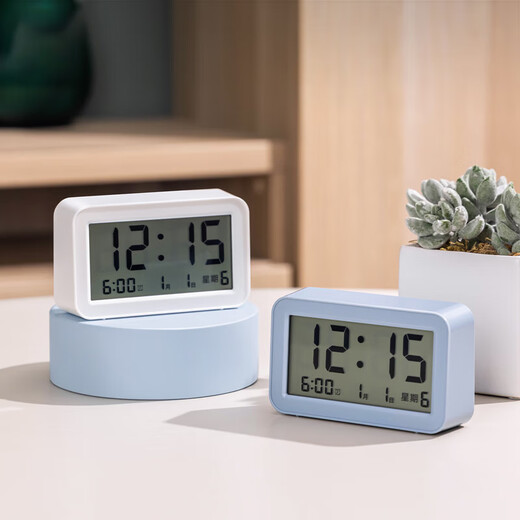 Deli Children's Day multifunctional electronic alarm clock for children's bedroom smart bedside clock for students to get up before school, white LE102, a must-have New Year gift for students to start school