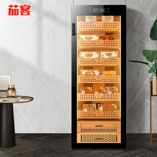 Cigar humidor constant temperature and humidity cigar humidifier household naked box maintenance compressor air-cooled humidity control red wine tea large capacity ammonia removal six-layer cedar wood liner + WIFI + password lock 1.6 meters