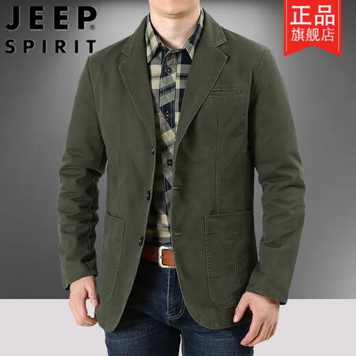 JEEP повседневный костюм куртка мужской повседневный костюм весна и осень простой одиночный костюм топ в стиле ретро хлопковая деловая рабочая одежда куртка цвета хаки M