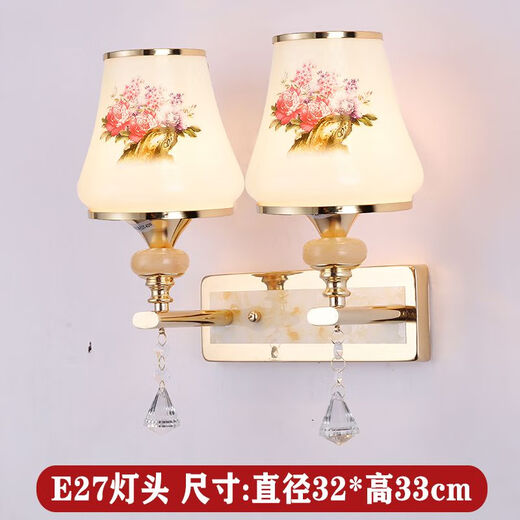 Yaotian remote control dimming wall lamp bedroom bedside lamp LED living room wall lamp hotel hotel stair corridor aisle lamp BD069-double head-glass led warm light three-stop dimming