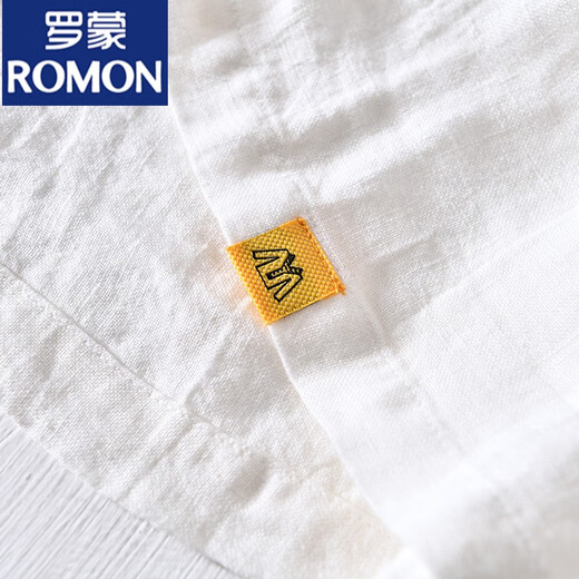 罗蒙（ROMON）中国风亚麻翻领短袖t恤男有带领麻布男装棉麻料T宽松翻领上衣服 msp-795灰色 L