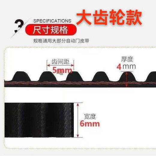 Ground rail/suspended rail three-linkage accessories belt timing belt sliding door hanging rail linkage hardware three-linkage belt 1 roll large gear type/2.5 meters-for three-linkage