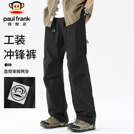 Paul Frank Overalls Men's Paratrooper Pants Summer Casual Pants Men's Loose Pants Men's Outdoor Hiking Pants Black XL