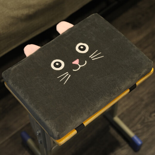 Segana winter memory foam student cushion rectangular chair butt pad stool mat classroom sedentary thickened chair cushion thickened cushion - black cat memory foam 35X24X4cm double strap buckle