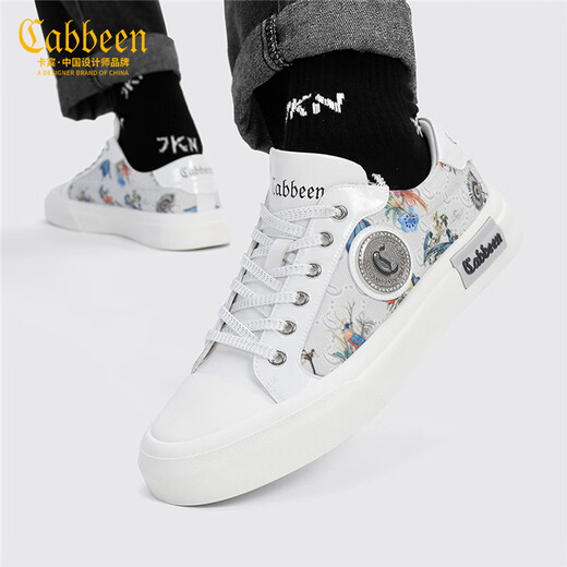 Carbin men's shoes summer new trendy brand canvas shoes men's versatile thin board shoes men's trendy low top casual shoes men's trendy shoes white 40 [=sports shoes size 41]