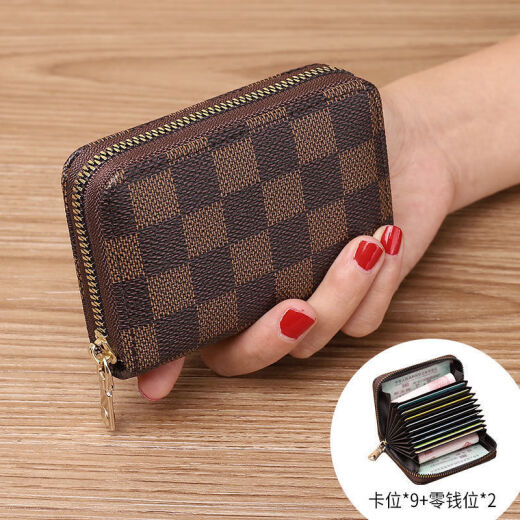 Bolsa de tarjeta antidemagnetización para mujeres, gran capacidad, tarjetas múltiples, tarjeta de crédito, identificación, licencia de conducir, tarjeta de presentación, bolsa de tarjeta bancaria, molino de viento marrón, bolsa de tarjeta de mujer