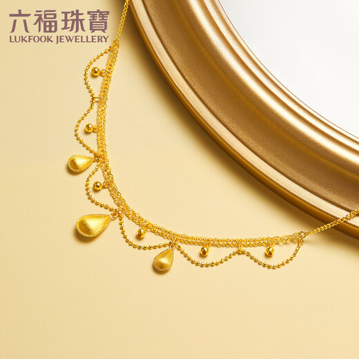 
Luk Fu Jewelry Light and Shadow Gold Foot Gold Silk Gold Lace Water Drop Gold Necklace Set Chain Gift Priced GJGTBN0029 9.43 grams (including labor cost 1,424 yuan)
