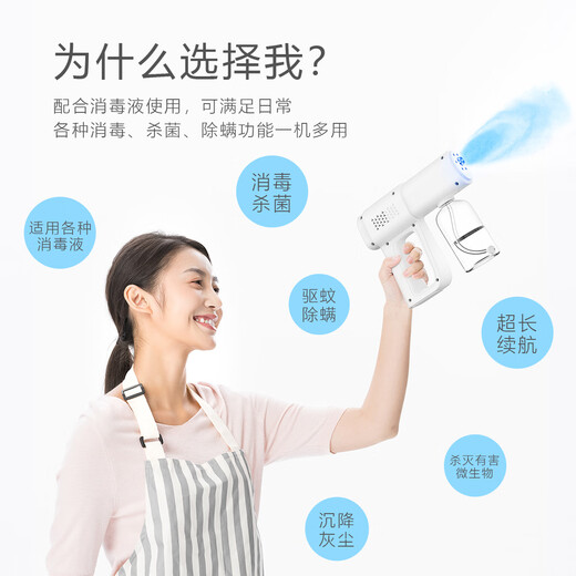 Xiaomi Guoba Nano Spray Disinfection Machine Handheld Blue Light Indoor Air Disinfection Gun Rechargeable Spray Gun Alcohol Atomizer UV Disinfection Gun