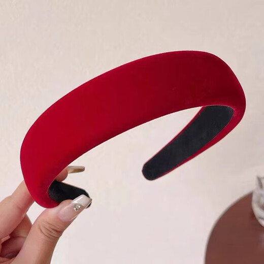 Zushange Red New Year Headband Autumn and Winter High-end Women's 2025 New Headband Retro Hairpin Christmas Hair Accessories Burgundy Velvet Headband