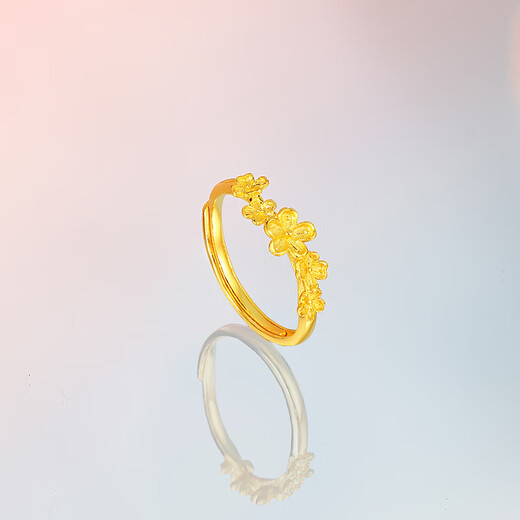 Saturday Blessing Gold Ring Women's Pure Gold Flower Spring Ring Ring Spring Flower Price No. 13-2.65g