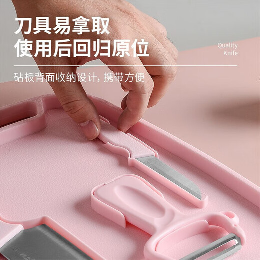 拜格婴儿辅食工具家用可收纳菜板切片刀水果刀削皮刀辅食剪刀具套装 【北欧米】辅食工具5件套