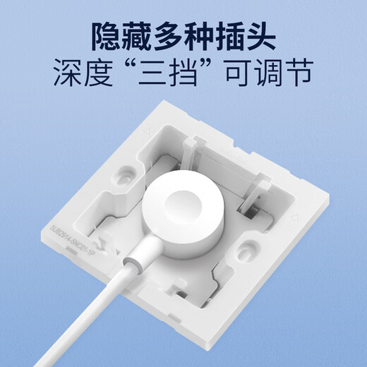 西门子开关插座 嵌入式插座 10A五孔可调节深度冰箱隐藏插座 雅白色