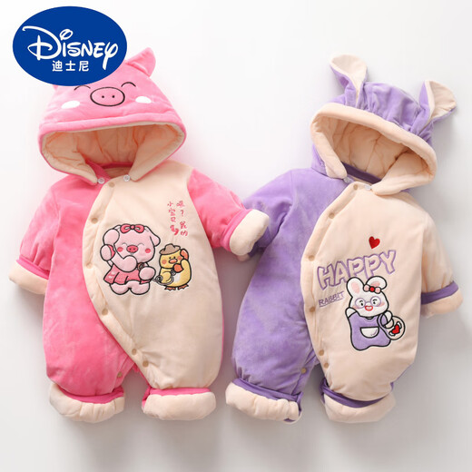 DISNEY新生婴儿衣服秋冬季加厚款加绒夹棉初生宝宝连体衣哈衣外出服A类3 TY9738红色财运亨通蛇  儿童节礼 59cm