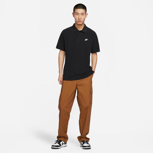 耐克（NIKE）Club 男子商务翻领短袖T恤休闲简约针织上衣百搭透气运动POLO衫 FN3895-010 XL