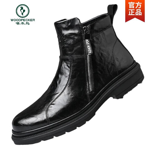 Capa de la cabeza de Woodpecker Boots Chelsea Martin Boots 2025 Botas de trabajo de cuero genuino nuevos para hombres con zapatos de cuero de motocicleta tibia de vellón SOCHO SOLO SOLO 40 40