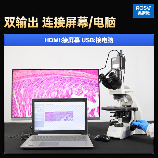 奥斯微（AOSVI）高清实验生物显微镜高倍观察细胞细菌精子螨虫4K专业生物显微镜 L608-AF830（自动对焦/4K拍录含4K屏）