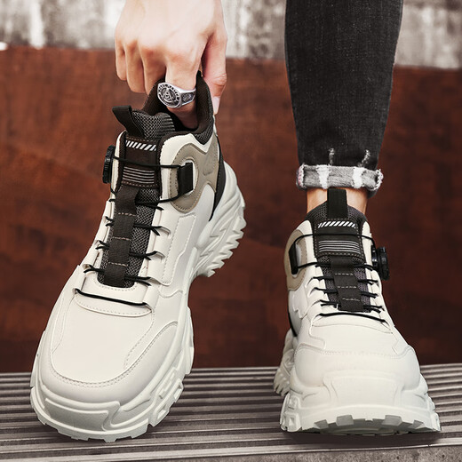 Chaussures masculines à sommet haut oriental pour le printemps et d'été antidérapant en cuir résistant à la surface étanche à l'extérieur alpinal sports à lacets de lacets Martin Boots Men beige 40