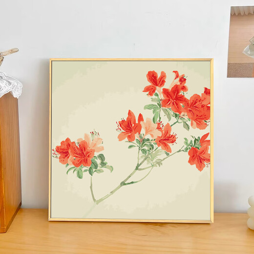 
Begonia flowers digital oil painting Chinese style flower digital oil painting DIY fill color hand-painted peony begonia qx15903 [hibiscus flower] 20*20cm thick solid wood inner frame + exquisite outer frame (