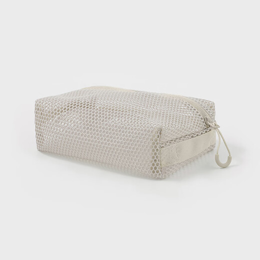 MUJI recycled polyester fiber three-dimensional mesh bag storage bag home travel toiletry bag beige/S/length 16*width 11*height 5cm