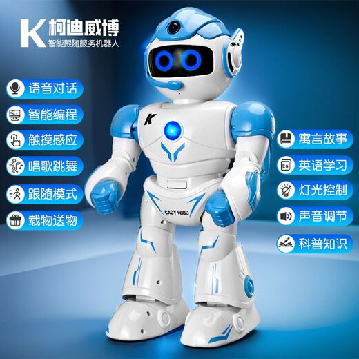 El robot inteligente de juguete para niños JJRIC puede hablar con niños de 3 a 6 años para regalos de cumpleaños para niñas de 8 años de edad de 10 años K19 [azul] Diálogo de voz + Modelo de actualización de aplicaciones para regalos para niños de alta gama para niños y niñas