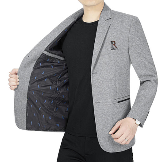 Playboy middle-aged men Korean style suit jacket autumn 2025 single suit solid color top business casual suit men's dad wear dark gray 2XL 185 size - suitable for 150-165Jin Jin is equal to 0.5 kg