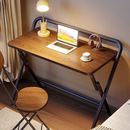 Jingcai folding table computer table simple desk study table office training table JDZ10 walnut 80*48cm single layer