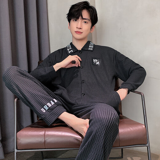 Un Yuxiao Pajamas Spring y Autumn Springs Long Sanges Algody Algodón Pura Estilo delgado para adolescentes Autumn Men's Ropa para hombres 100% Algodón para algodón para la ropa exterior 9230 CONAN XXL (180 cm de peso recomendado 150-185)