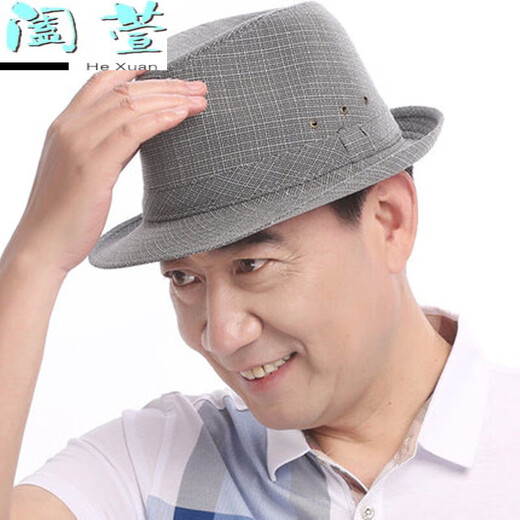 HTKD新品画家博士帽中老年春夏季礼帽男士春秋天英伦爵士帽布 深灰 小号57号