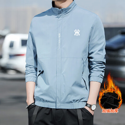 BMXP light luxury high-end brand jacket men's autumn and winter casual trendy fashion stand-up collar handsome versatile top Y Zhong JK-black plus velvet XL 125-140Jin Jin equals 0.5 kg