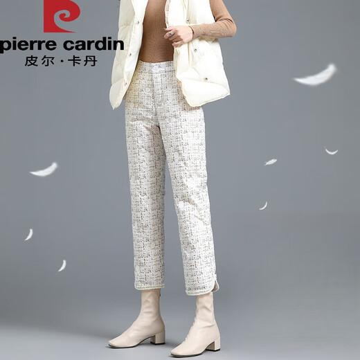 Pierre Cardin Down Cotton Pants Women's Fashionable Outerwear 2026 New Casual Pants Slim Straight Small Loose Cotton Pants Winter White 26