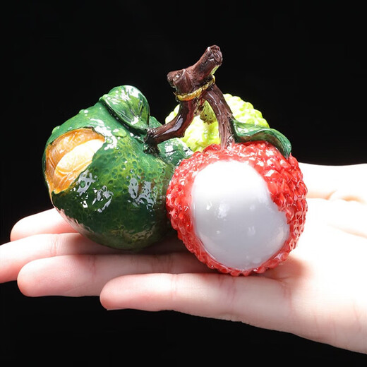 Simi flower color-changing tea pet, lychee and orange tea pet ornaments, Douyin same style creative tea set accessories, color-changing when exposed to water, big orange and big li