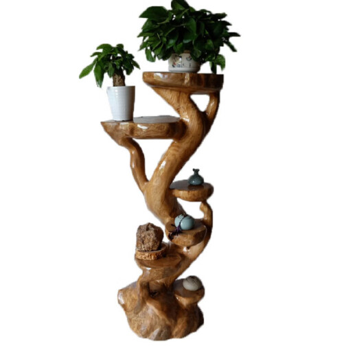 溥畔盛宇直销实木根雕花架子天然树根整体多层盆景鱼缸底座原 紫罗兰15903一对花架