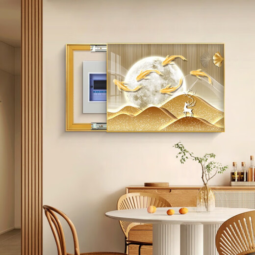 Hanxuan has a back mountain electric meter box decorative painting covering the light luxury landscape distribution box hanging painting cream wind gate box mural T9194 55*45cm (45*35) left push-pull gold frame