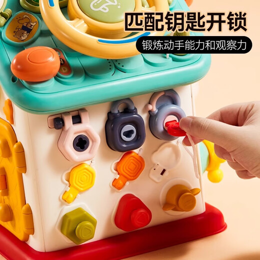 Silent emperor baby busy board Montessori early education educational toys hexahedral boy and girl game table 1-3 birthday gift house 2 Six-sided function busy house [more than 60 ways to play] Children's fine movements for one year of the year New Year gift