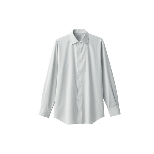 MUJI мужская рубашка без железа с полушироким воротником и длинными рукавами, мужская рубашка в клетку из чистого хлопка светло-серого цвета L (175/100A)