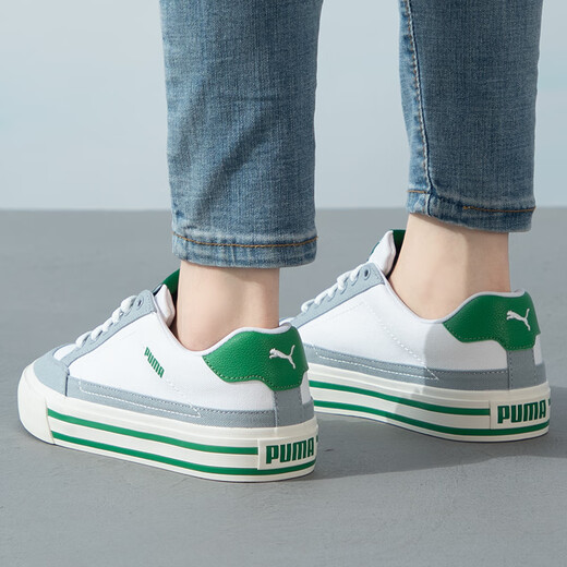 Puma Puma Herrenschuhe Frauenschuhe Leinwandschuhe Sommer neuer Stil kleine weiße Schuhe Leichte atmungsaktive vulkanisierte untere Top-Schuhe Casual Schuhe 395020-06/Puma weiß-grün-mediumgrau 39 39
