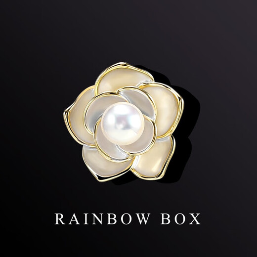 QUAMER camellia natural pearl brooch for men rose corsage high-end pin anti-exposure buckle white