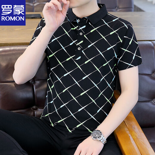 Romon (Romon) 2025 Sommer Neues Polo-Shirt kurzärmelige Männer trendige Marke Slim Revers halbärmelig T-Shirt Herren T-Shirt Top F9226 White 2xl