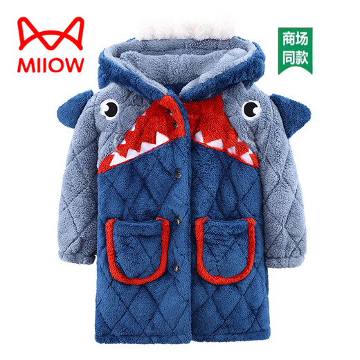 
Cat Man (MiiOW) Boys Medium-Grand Child Parent-Child Thickened Autumn and Winter Plush Cotton Cartoon Cute Comfortable Outdoor Home Clothing Set 01E9921 Shark Adult M (Height 155-160CM, Weight 75-100Jin [Jin equals 0.5 kg])