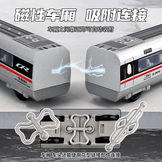Jueqiao Hochgeschwindigkeits-Eisenbahnspielzeugzug Kinder Simulationslegierung Elektrische Fernbedienung Fuxing Hochgeschwindigkeits-Eisenbahnmodell für Spielzeugwagen-Legierung Fuxing Drei Abschnitte-Silver + Round Track