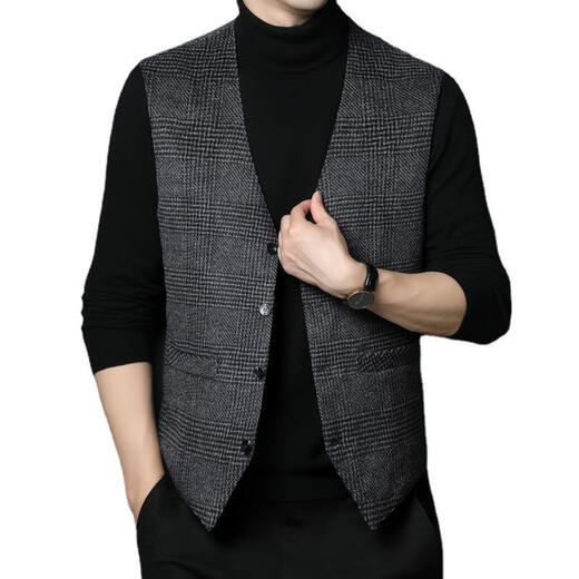 MAGIOPY luxury high-end brand men's winter down vest men's v-neck inner wear warm vest middle-aged dad's vest gray L 175 120-140Jin Jin equals 0.5 kg