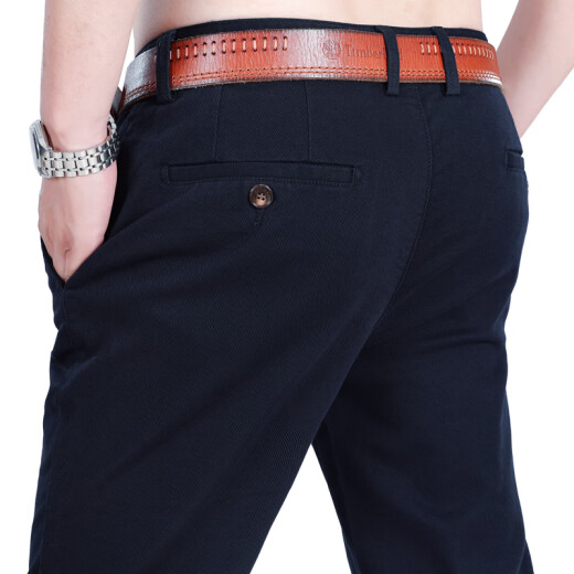 Jeep Spirit Jeep Pantalones de hombres casuales Comerciales directamente sueltos Pantalones simples de molienda de otoño e invierno Pantalones de hombres gruesos CA878L Tamaño azul oscuro 31