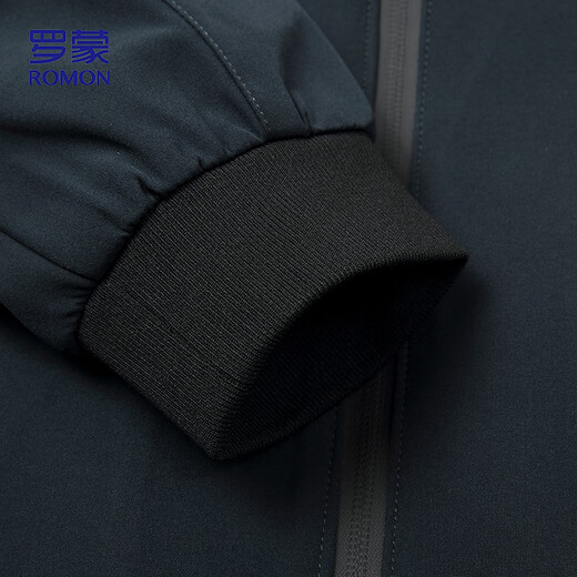 
ROMON Jacket Men's Spring and Autumn Jacket Solid Color Stand Collar Versatile Executive Business Casual Men's Clothing ii6 Dark Blue 3XL