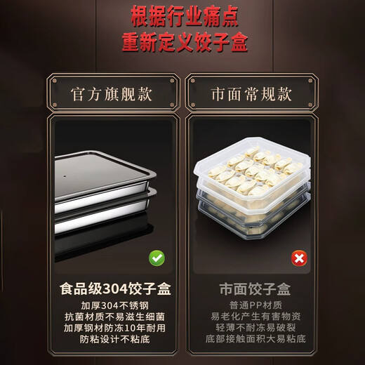 Hanxiao dumpling storage box food-grade special stainless steel crisper refrigerator dumpling storage box 304 dumpling freezing box small size 1 layer