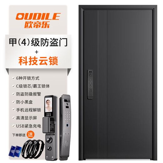 现代加厚甲级防盗门入户门+加厚保温新式暗铰链子母门+智能锁 科技云锁 2050*1050/2150*960