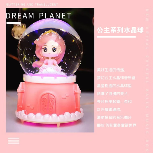 Yuanzhou Green Children’s Day Music Box Crystal Ball Music Box Girls Spielzeug Little Girls Geburtstagsgeschenke 7-14 Jahre Automatisch Schnee schweben mehrere Musik bunte Lichter 3-14 Jahre