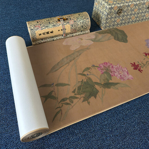Yimo Pavilion, Qing-Dynastie, Yun Shouping, hundert Blumen-Schriftrolle, die Originalwerke der Sammlung von Vogelkollektoren der Verbotenen Stadt, feiner berühmter Künstler 1: 1 Kopieren Sie das Living Room Decoration Painting [Malerei Kern] Originalgröße: 42*719 cm wasserfestes Seide Tuch