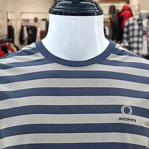 GOLF MODERN高尔夫t恤夏季短袖条纹薄款高端中年男士商务休闲色织圆领体恤 军绿6195 3XL