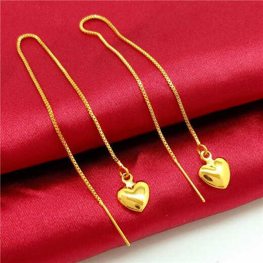 Fat Donglai's same gold-plated ear wire gold earrings for women, gold earrings, golden tassels, fashion gifts for women, Jinhua Yiyu ear wire