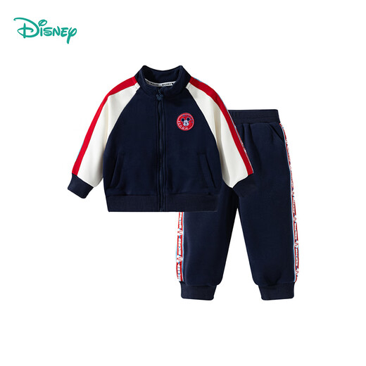 Disney Children's Clothing Spring and Autumn New Boys Casual Versatile Comfortable Warm Cartoon Jacket Set Navy Blue 110